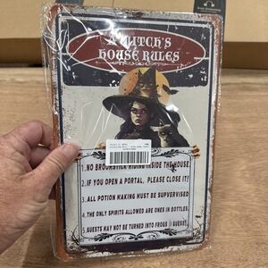 Metal Wall Sign Decor A Witches House Rules